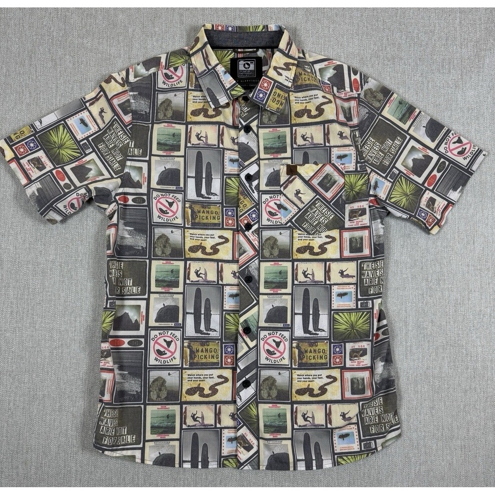 HippyTree Nomad Division Shirt Mens Medium Slim Fit Surf Stone Gray Outdoor